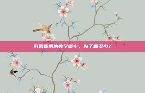 彩票背后的数学概率，你了解多少？