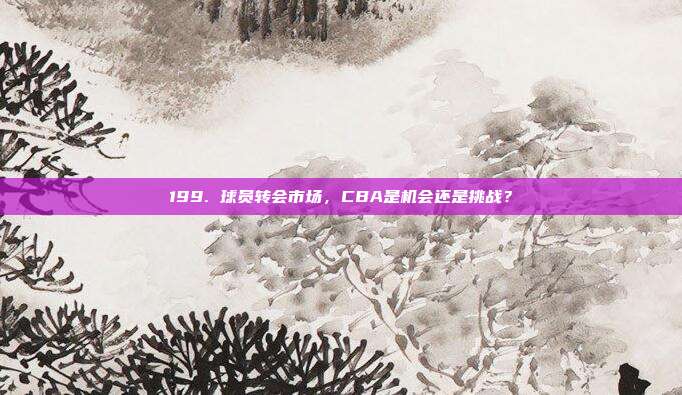 199. 球员转会市场，CBA是机会还是挑战？