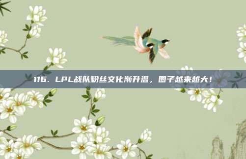 116. LPL战队粉丝文化渐升温，圈子越来越大！